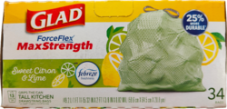 Glad Forceflex Febreze Sweet Citron & lime scent 13Gal thumbs 250px